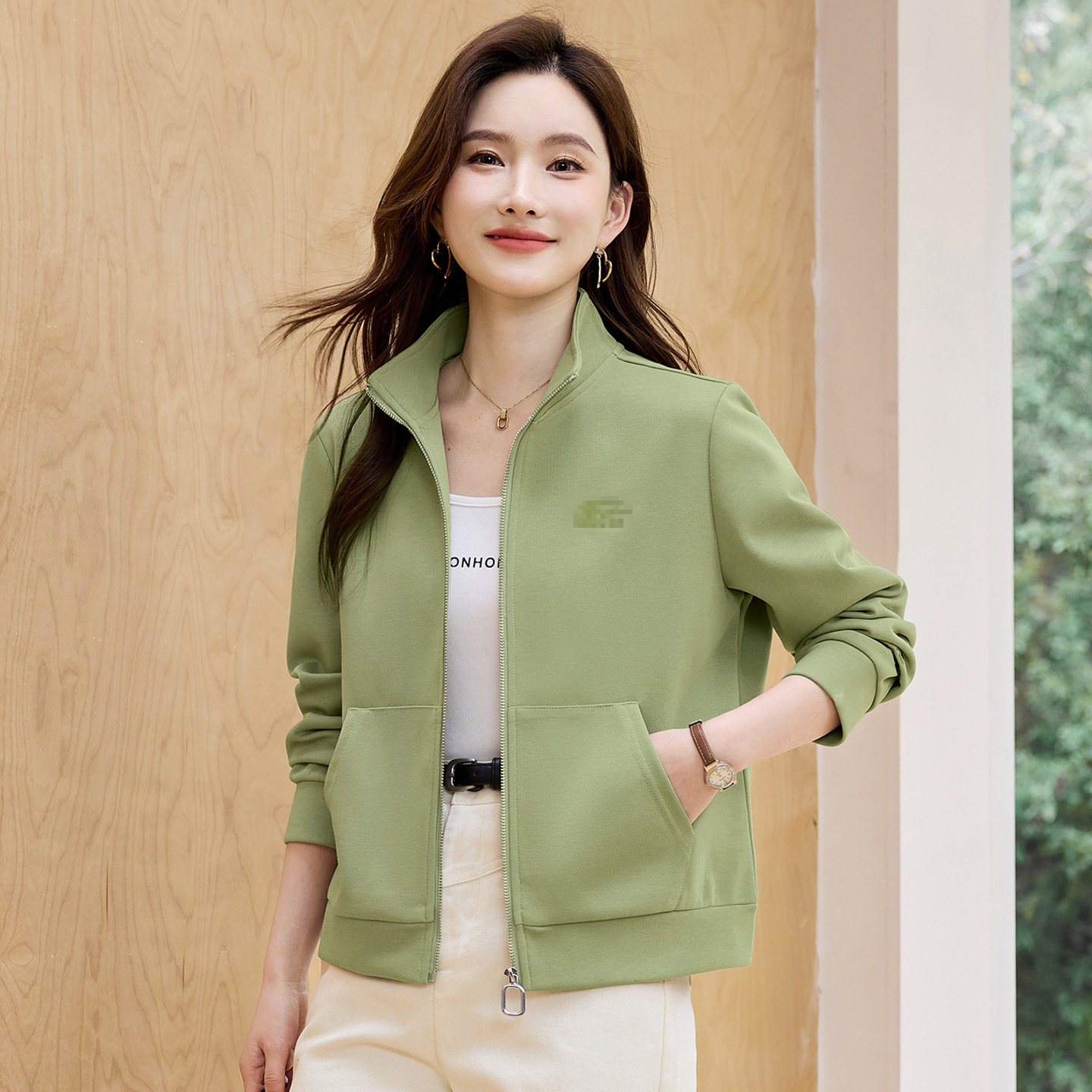 立领短款女士外套2026新款春秋爆款女装时尚洋气上衣休闲开衫卫衣