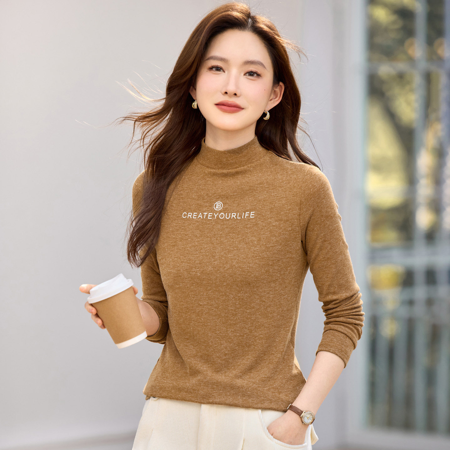 半高领打底衫女长袖t恤2025新款秋冬保暖洋气内搭可外穿修身上衣