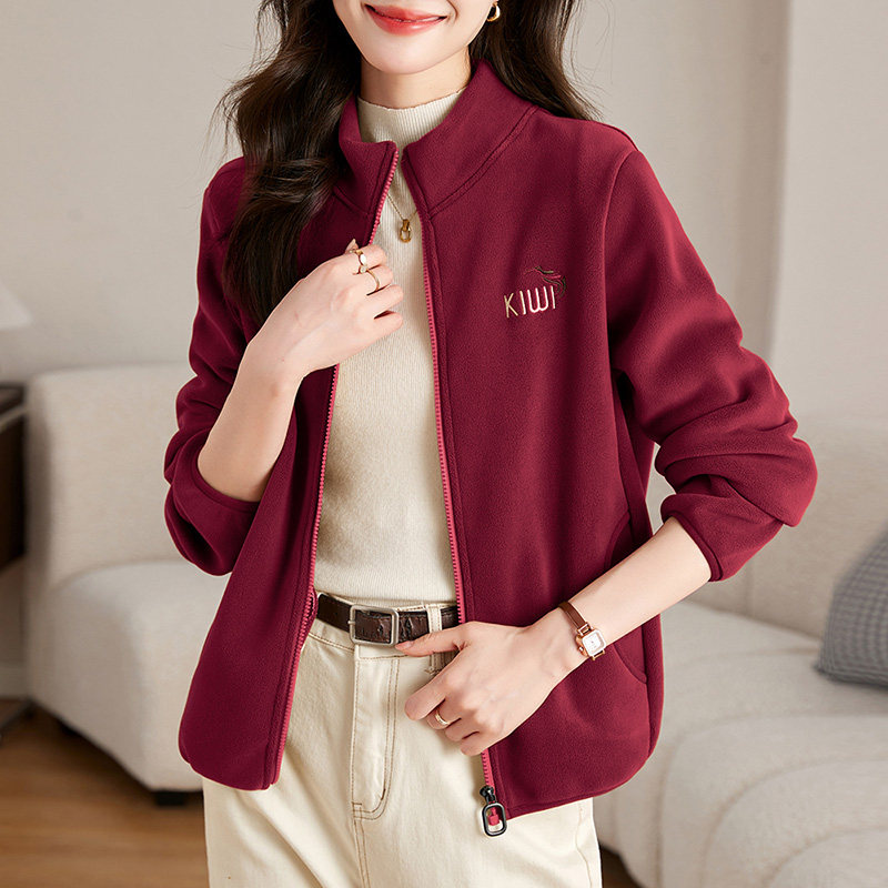 安可拉红开衫卫衣外套女秋冬加绒2025年新款冬季爆款宽松立领上衣