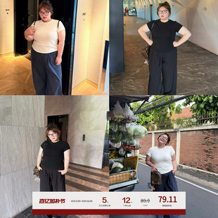 老章和小胖PONGKIKIsk*ms修身运动T恤女大码正肩体恤百搭上衣夏