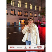 宽松甜妹帽衫 老章和小胖PONGKIKI奶油波点卫衣连帽外套女大码 冬季