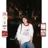 内搭韩系独特薄款 老章和小胖PONGKIKI小红领猫猫T秋季 打底衫 上衣