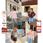 宽松高级感针织衫 老章和小胖PONGKIKI小甜心北极绒毛衣开衫 女大码