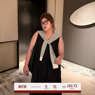 老章和小胖PONGKIKI职场通勤裙大码 显瘦遮肉背心连衣裙 全棉a字版