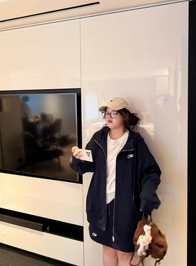 老章和小胖PONGKIKI舒服星人小熊重磅套装女大码卫衣半身裙两件套