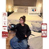 女大码 老章和小胖PONGKIKI爱心正肩圆领长短袖 内搭打底衫 秋冬T恤