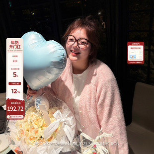 老章和小胖PONGKIKI软糯糯羊毛开衫女大码针织衫春季百搭宽松毛衣