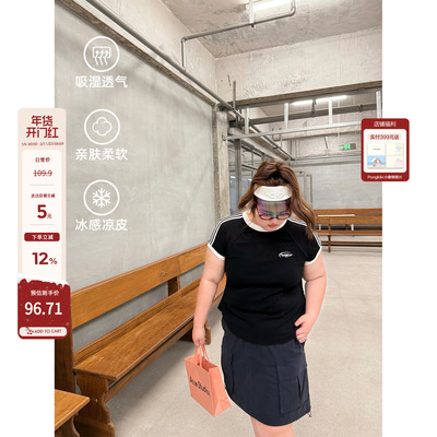 老章和小胖PONGKIKI美高运动杠杠T恤女短袖polo衫女修身短款上衣