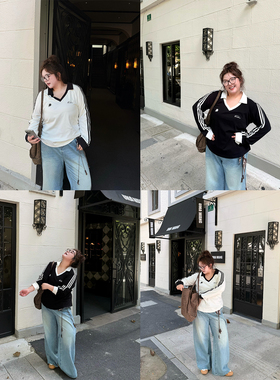 老章和小胖PONGKIKI美高v领长袖T2025新款正肩修身显瘦胖mm内搭