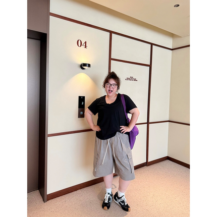 老章和小胖PONGKIKI小男孩工装短裤女夏大码胖mm显瘦宽松休闲裤