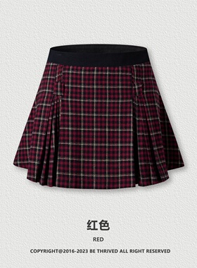 美式街头辣妹复古格纹短裙潮牌甜辣少女小众性感短款格子百褶裙女