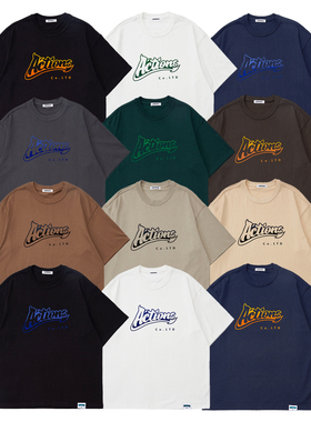 ACTIONS植绒恶魔LOGO短袖T恤300g重磅多色基础打底衫宽松体恤男潮