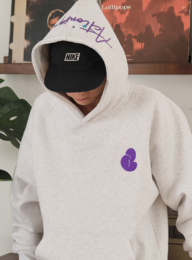 ACTIONS 涂鸦字母毛巾绣抓绒连帽卫衣美式复古宽松休闲百搭帽衫男