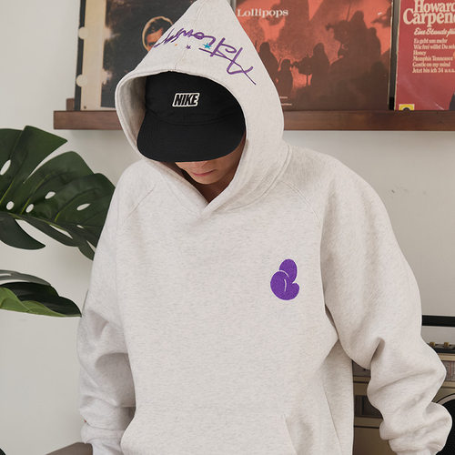 涂鸦字母毛巾绣抓绒连帽卫衣