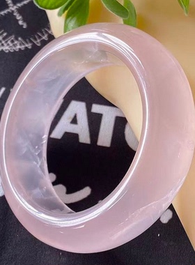 天然水晶手镯粉水晶手镯粉晶加宽手镯粉晶镯子内径56宽22MM礼物女