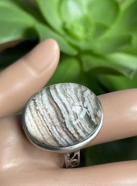 天然水晶戒指巴西绿幽灵戒指彩幽灵戒指戒面四季幽灵千层手工银包