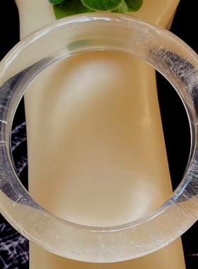 天然水晶手镯白水晶手镯碎棉白水晶镯子内径54宽18MM日常佩戴礼物