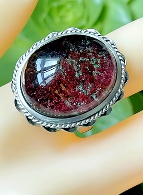 天然水晶戒指绿幽灵戒指巴西绿幽灵彩幽灵戒指半盆手工银包女礼物