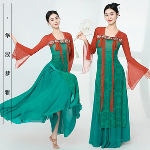 古典舞蹈服装 国风舞台表演服纱衣 女飘逸演出服汉唐身韵练功服新款