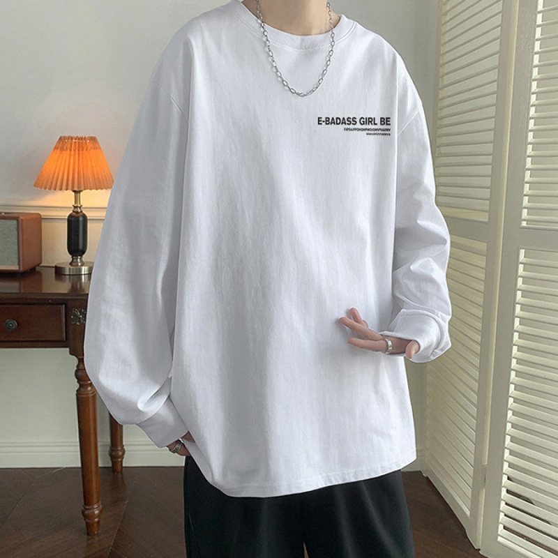 纯棉大码小众创意简约风格时尚氛围感chic个性宽松显瘦ins长袖T恤