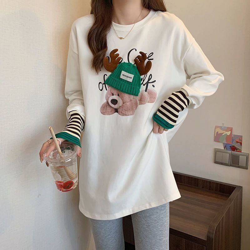 秋冬2022新款加绒长袖t恤女胖mm大码宽松双面德绒打底衫上衣200斤