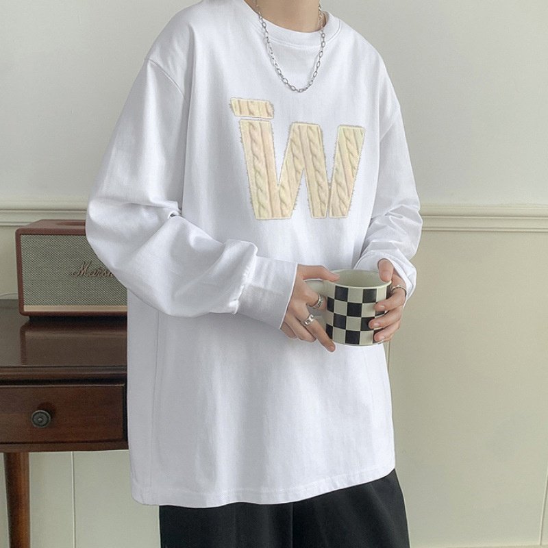 纯棉大码300斤胖子休闲慵懒风个性创意百搭穿搭春秋宽松长袖T恤衫