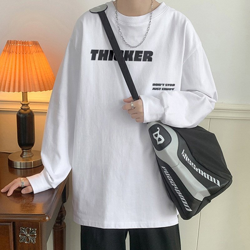 纯棉大码80-300斤春秋新款高中生韩版时尚潮流个性休闲ins长袖T恤