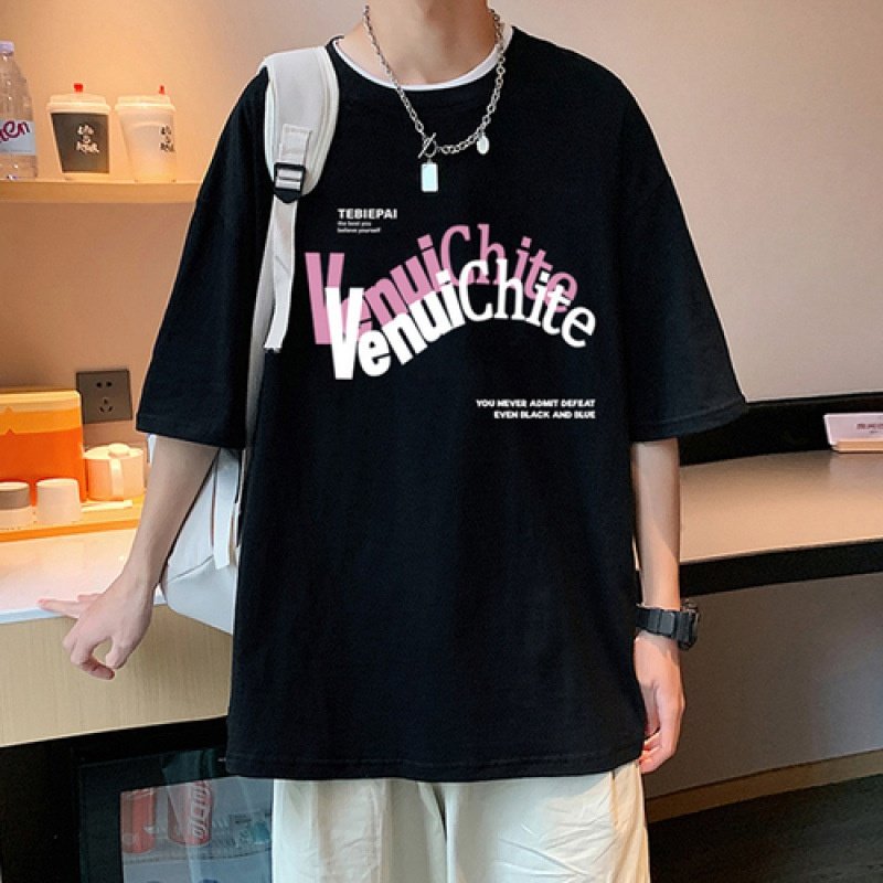 纯棉100%重磅宽松胖子短袖上衣美式国潮牌情侣装大码200斤百搭T恤