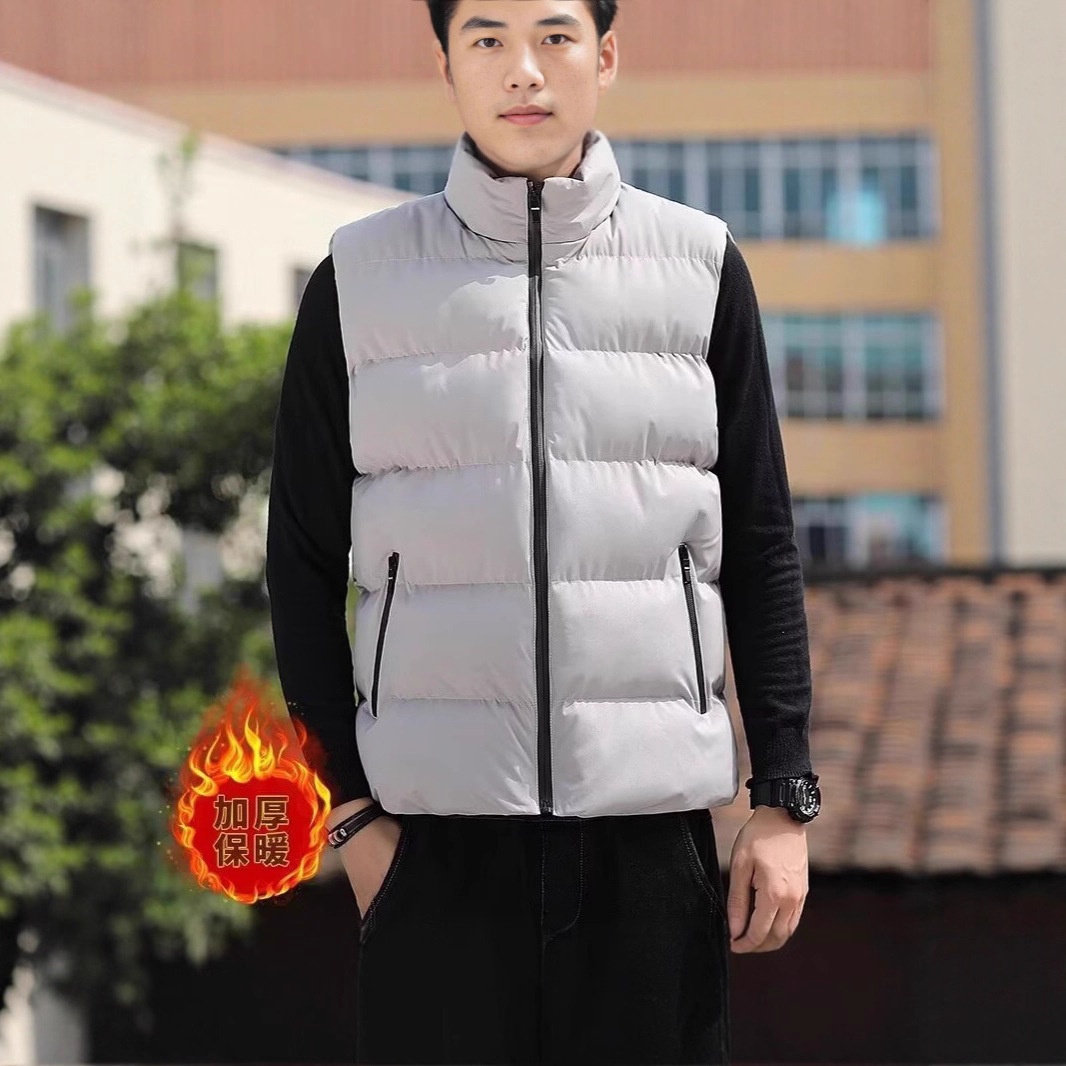 立领韩版棉衣马甲男士冬季2024新款外穿棉服马夹时尚无袖坎肩外套