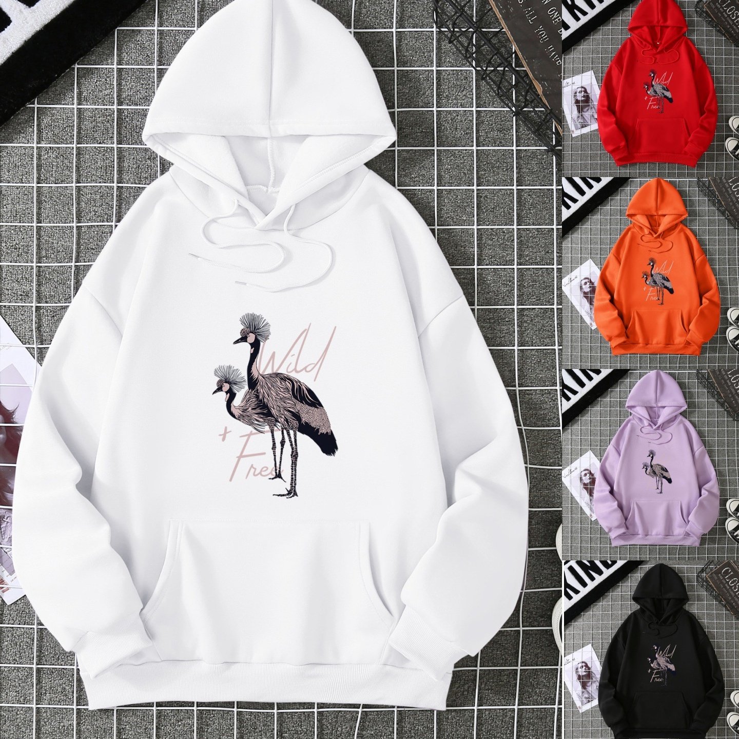 明鑫服饰实拍跨境卫衣春秋加绒2025新款欧美印花宽松上衣ins潮