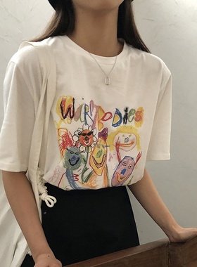 白色短袖女韩版宽松ulzzang半袖T恤女2025新款夏季百搭打底衫上衣