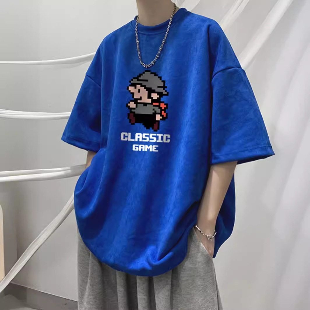 100%纯棉夏季宽松大码2-300斤潮流T恤短袖青少年男简约百搭体恤衫