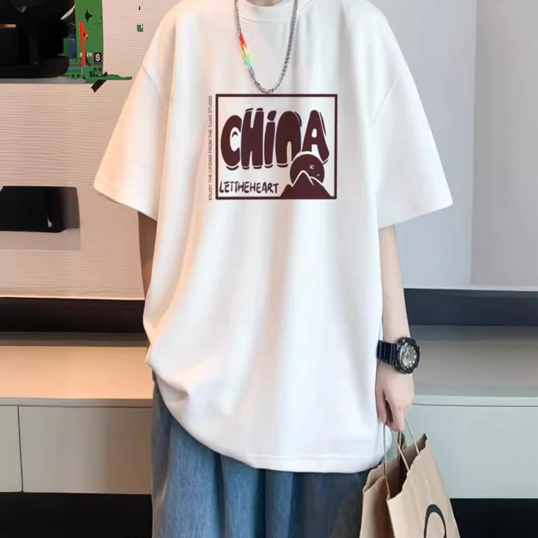 100%纯棉2-300斤大码短袖男夏季t恤oversize潮牌正肩上衣宽松体恤