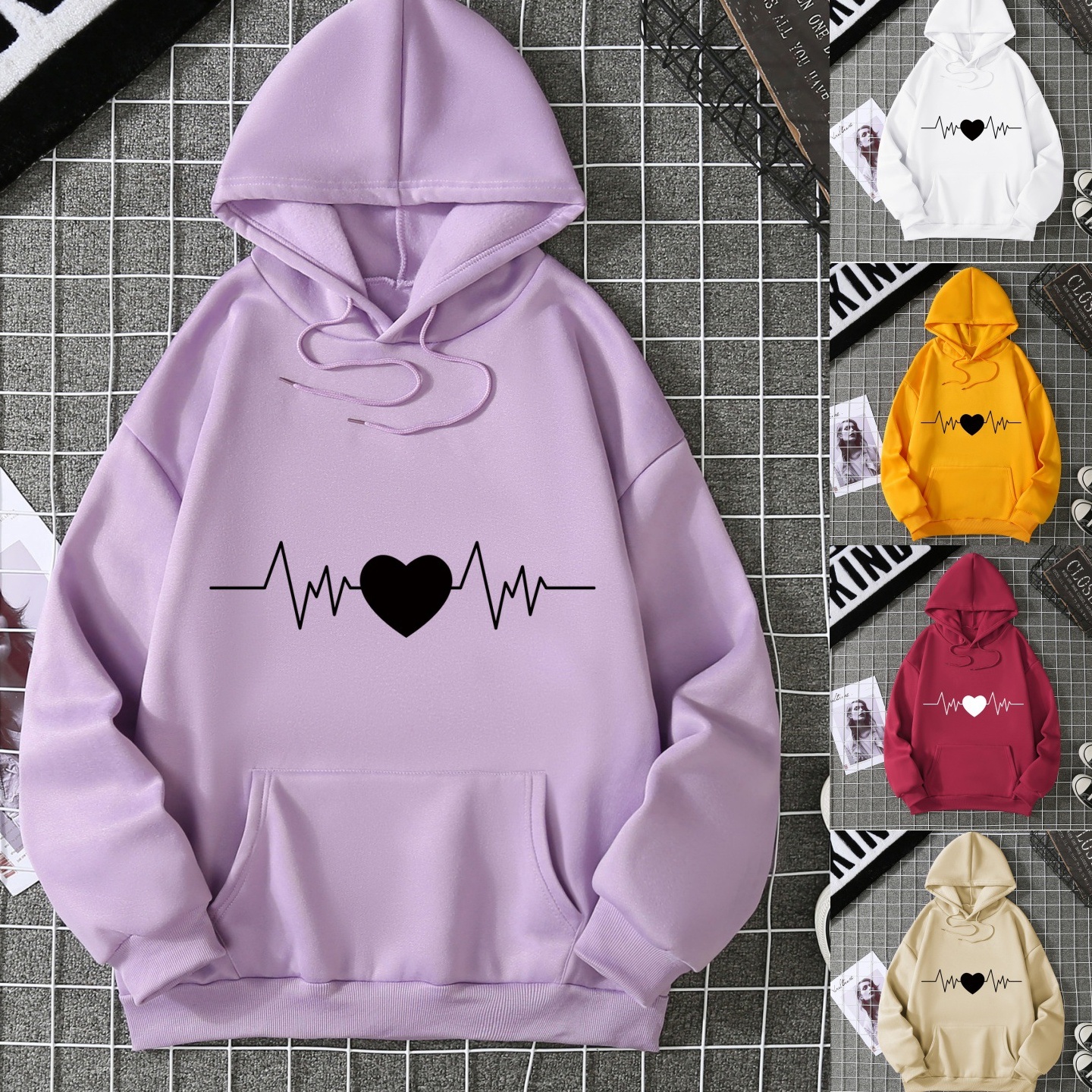 明鑫服饰实拍连帽卫衣女秋欧美时尚oversize宽松外套潮流ins外套