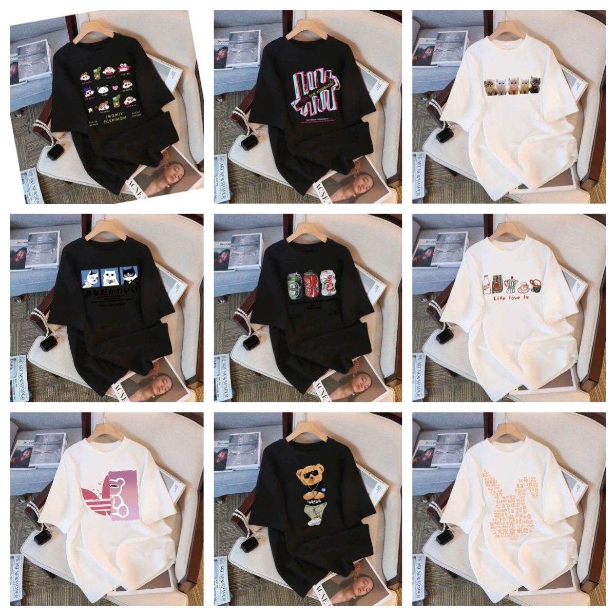 男士T恤2025夏季新款网红款青少年潮牌短袖印花圆领运动宽松打底t