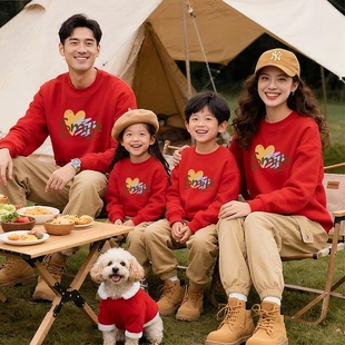 350克高端亲子装 母子母女卫衣婴儿连体衣爬服 秋冬一家三口全家装