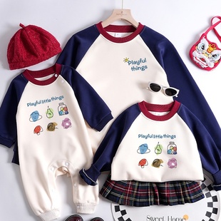 高端亲子装 童装 卫衣母女装 款 ​ 一家三口350克棉秋季 ins小清新秋季