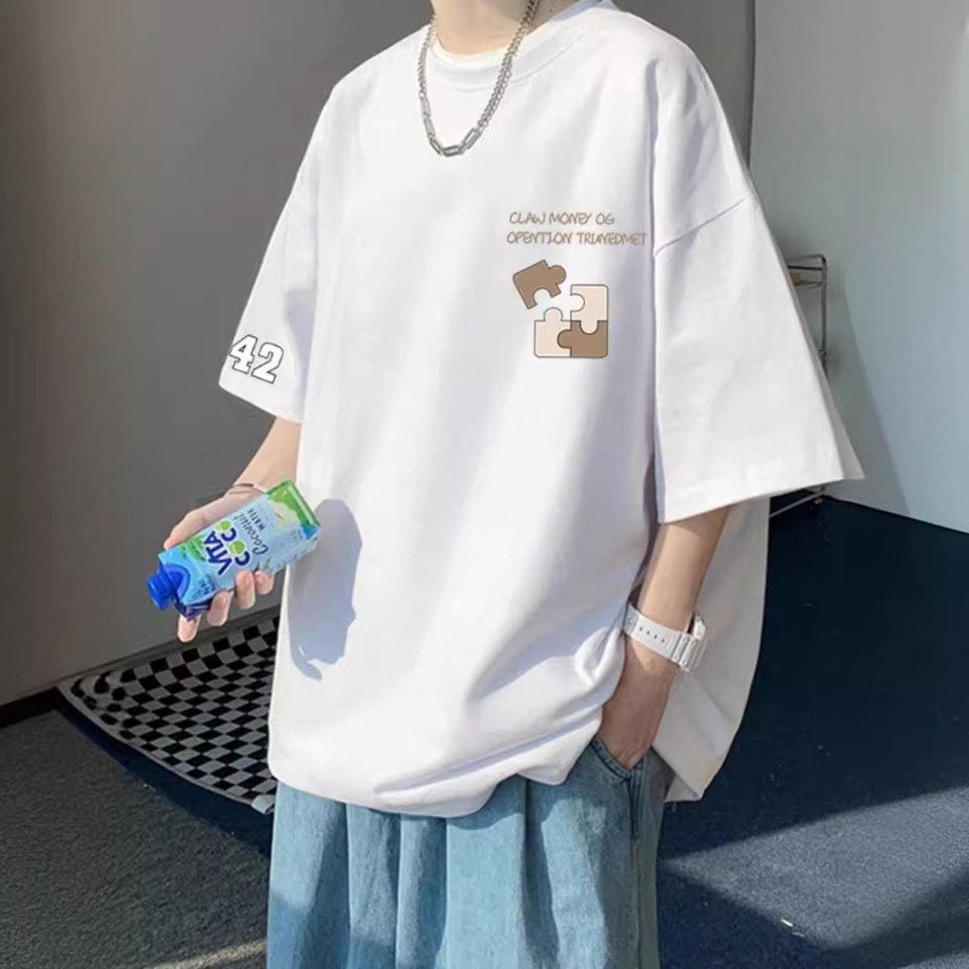 100%纯棉夏季oversize宽松大码300斤短袖T恤男生简约胖子帅气体恤