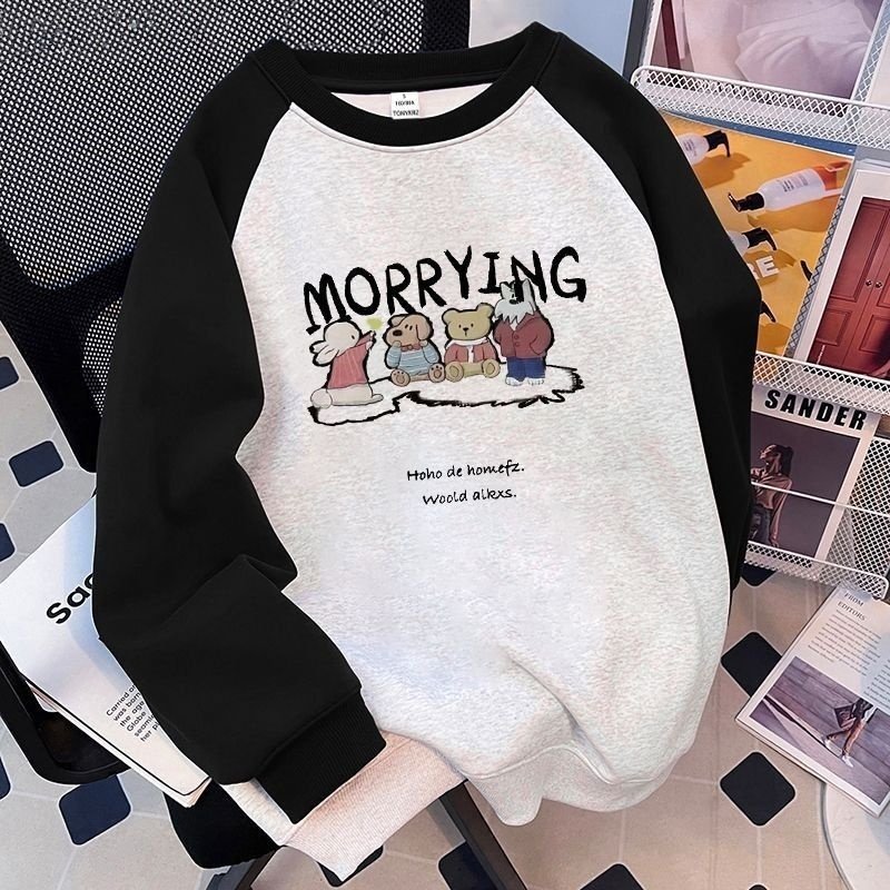 拼接款插肩情侣装卫衣秋冬季新款潮oversize百搭慵懒风高级感外套