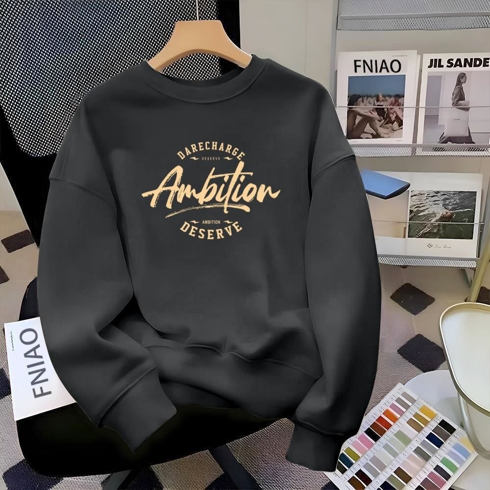 重磅纯棉卫衣男士宽松外套圆领无帽套头加绒秋季保暖青少年上衣潮