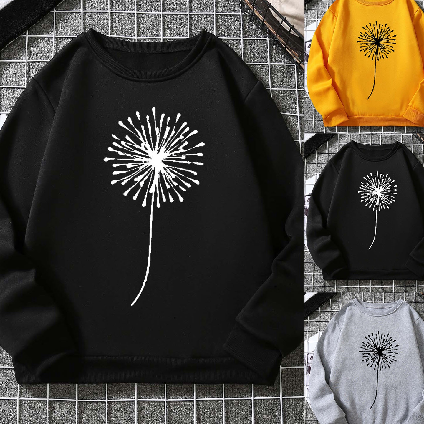 亚马逊欧美女装卫衣秋冬2024新款压花潮流长袖上衣女跨境服装