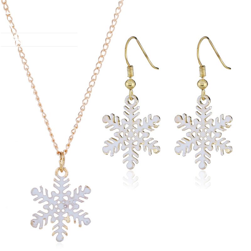 snowflake christmas gift earrings necklace set