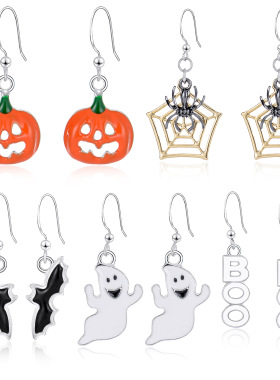 Halloween Pumpkin Spider Bat Ghost Earrings