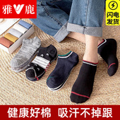 薄款 雅鹿袜子男士 短袜纯棉防臭吸汗夏季 船袜低帮短筒隐形潮夏天