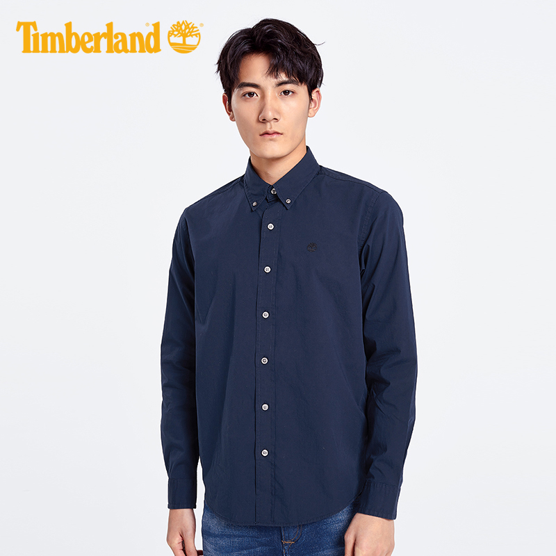 Timberland添柏岚男装19春装新款刺绣LOGO长袖衬衫|A1LSN