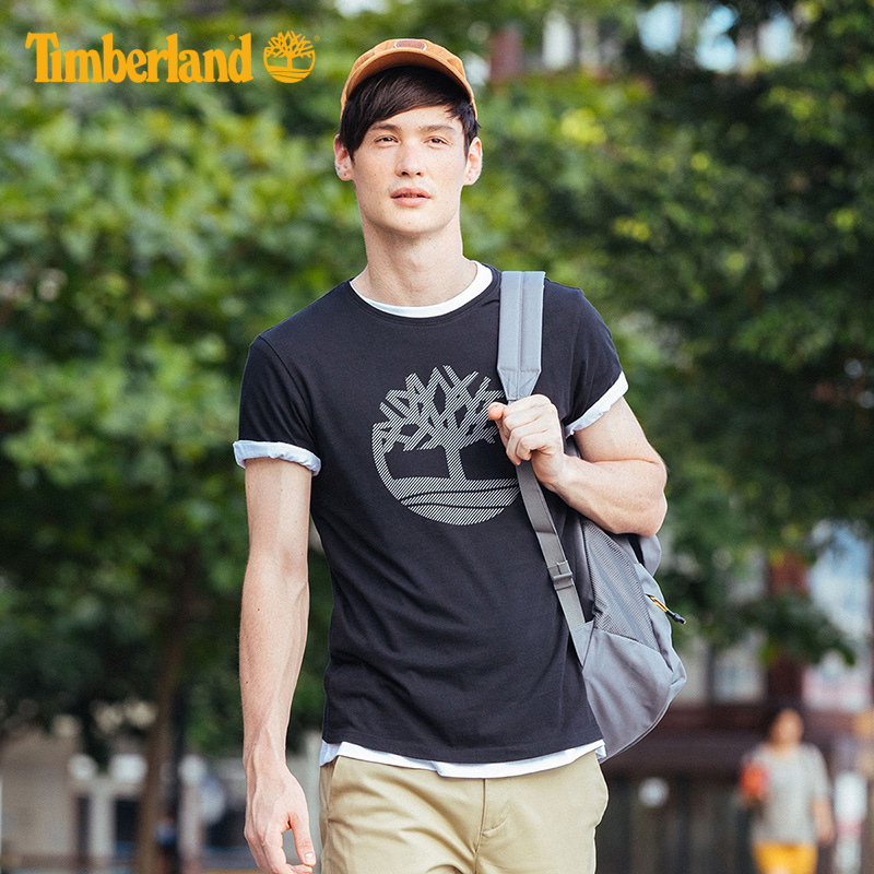 Timberland添柏岚男装19夏装新款圆领印花短袖T恤|A1WYK