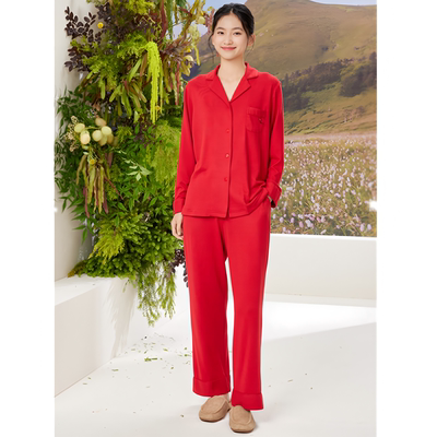 弗劳思秋冬女士 色针织磨毛 长袖长裤时尚家居服套装新款