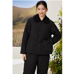 FLOSSY弗劳思女士泡泡棉质睡衣套装保暖家居服可外穿加厚