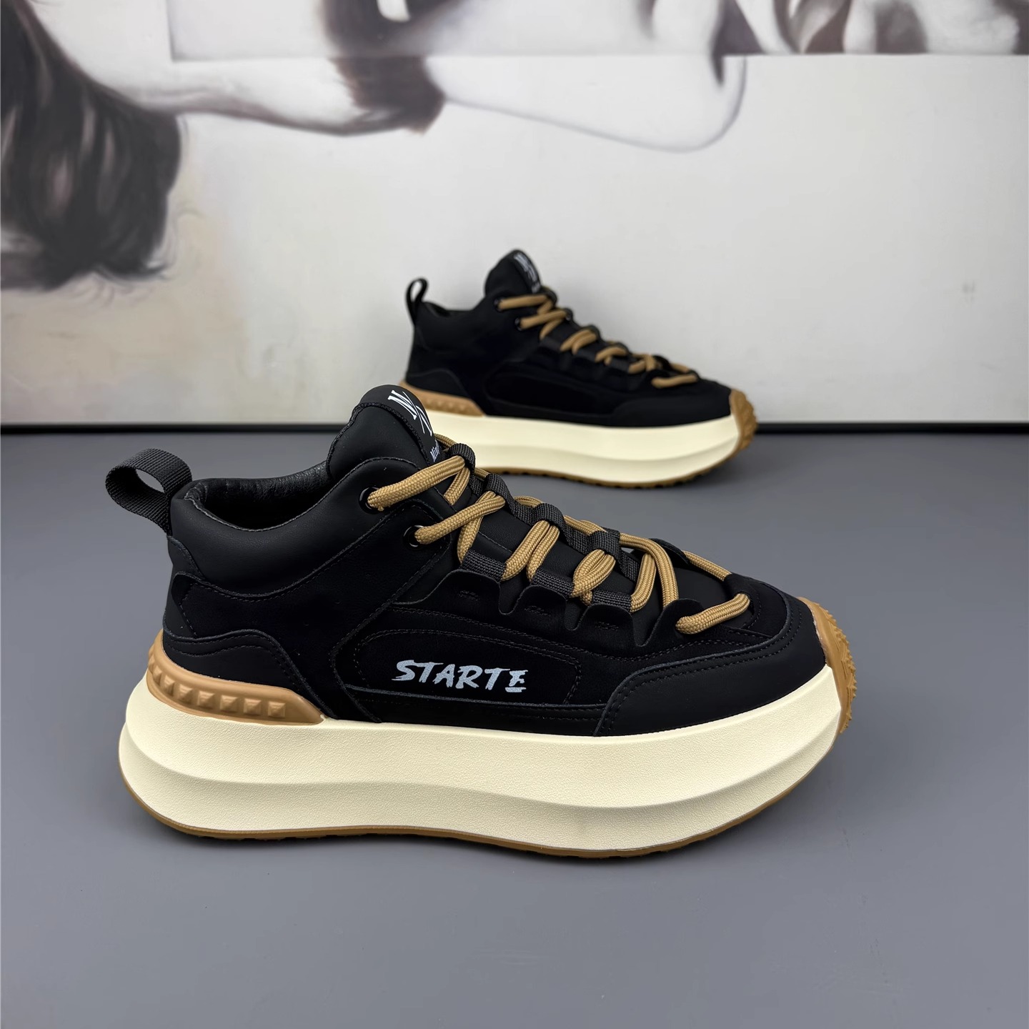 冬季新款加绒保暖厚底增高老爹鞋