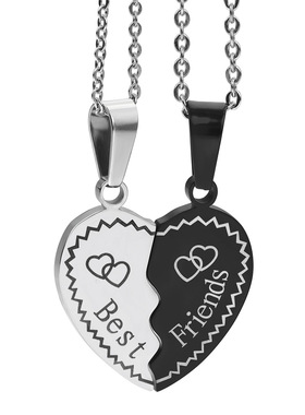 欧美个性好朋友系列可拼接爱心Best friends友谊好姐妹不锈钢项链